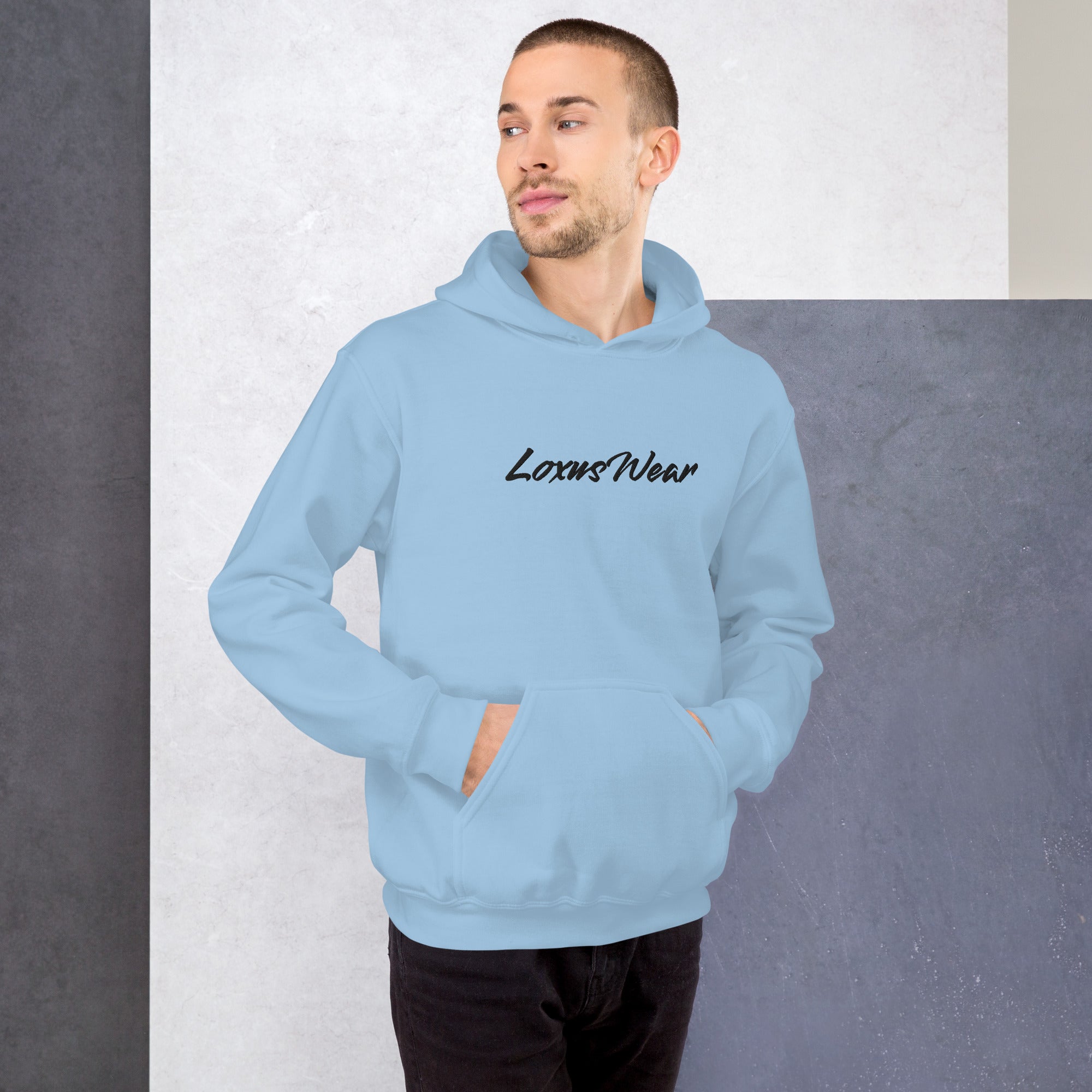 Loxus Cozy Light Blue Script Hoodie