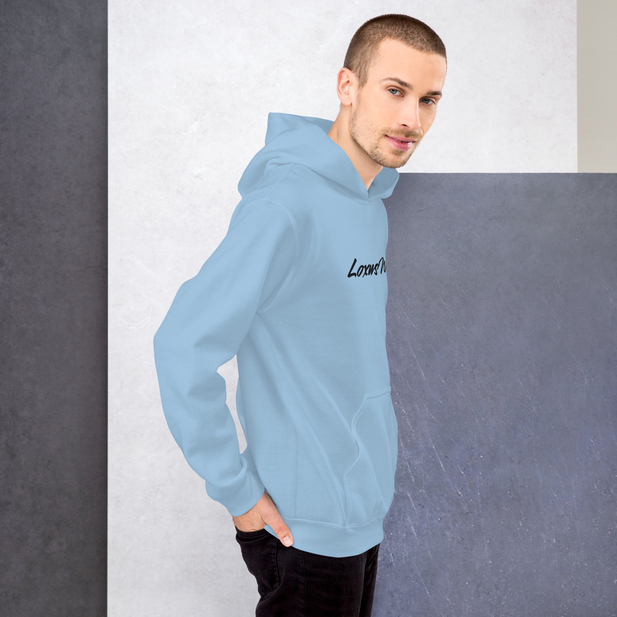 Loxus Cozy Light Blue Script Hoodie