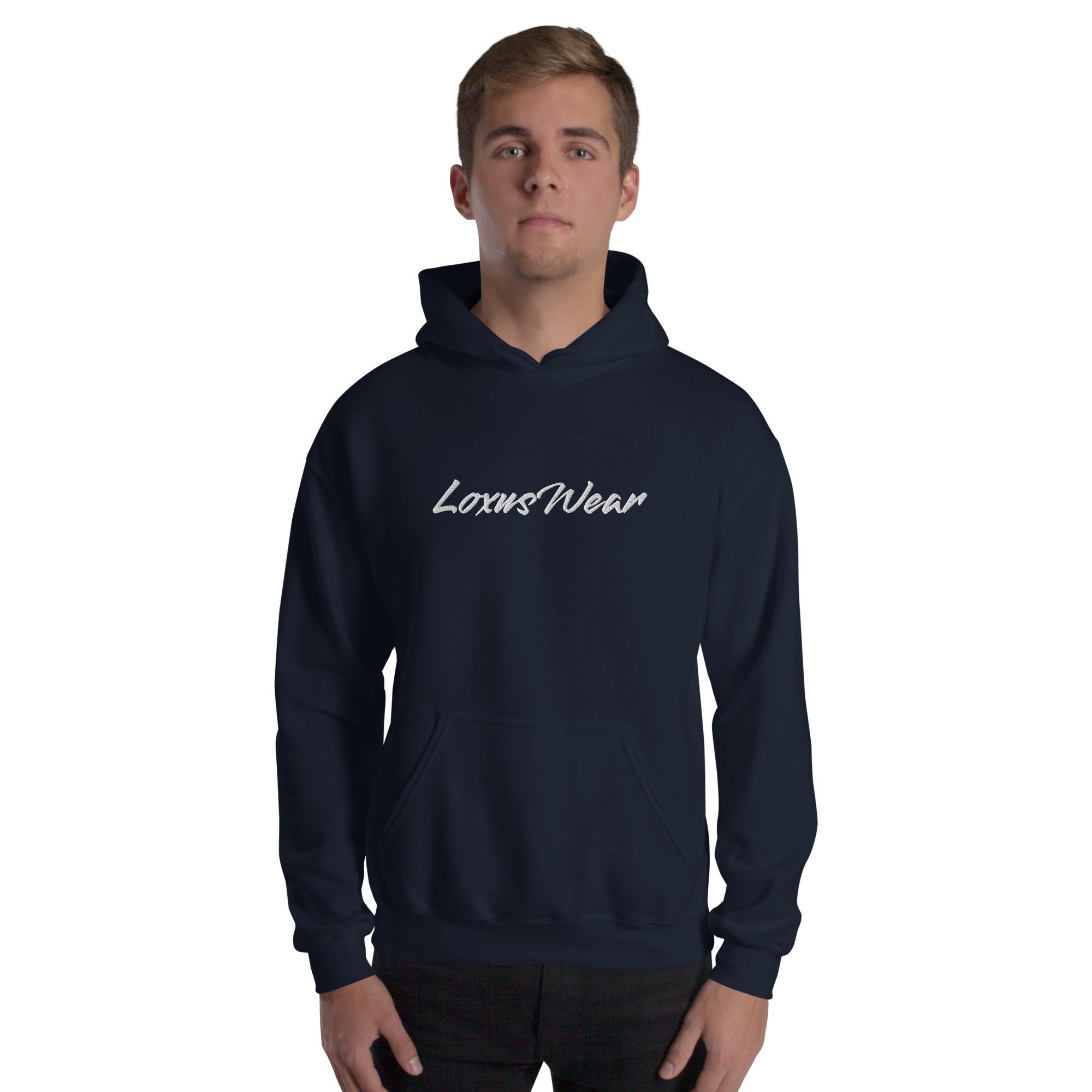 Loxus Cozy Navy Script Hoodie