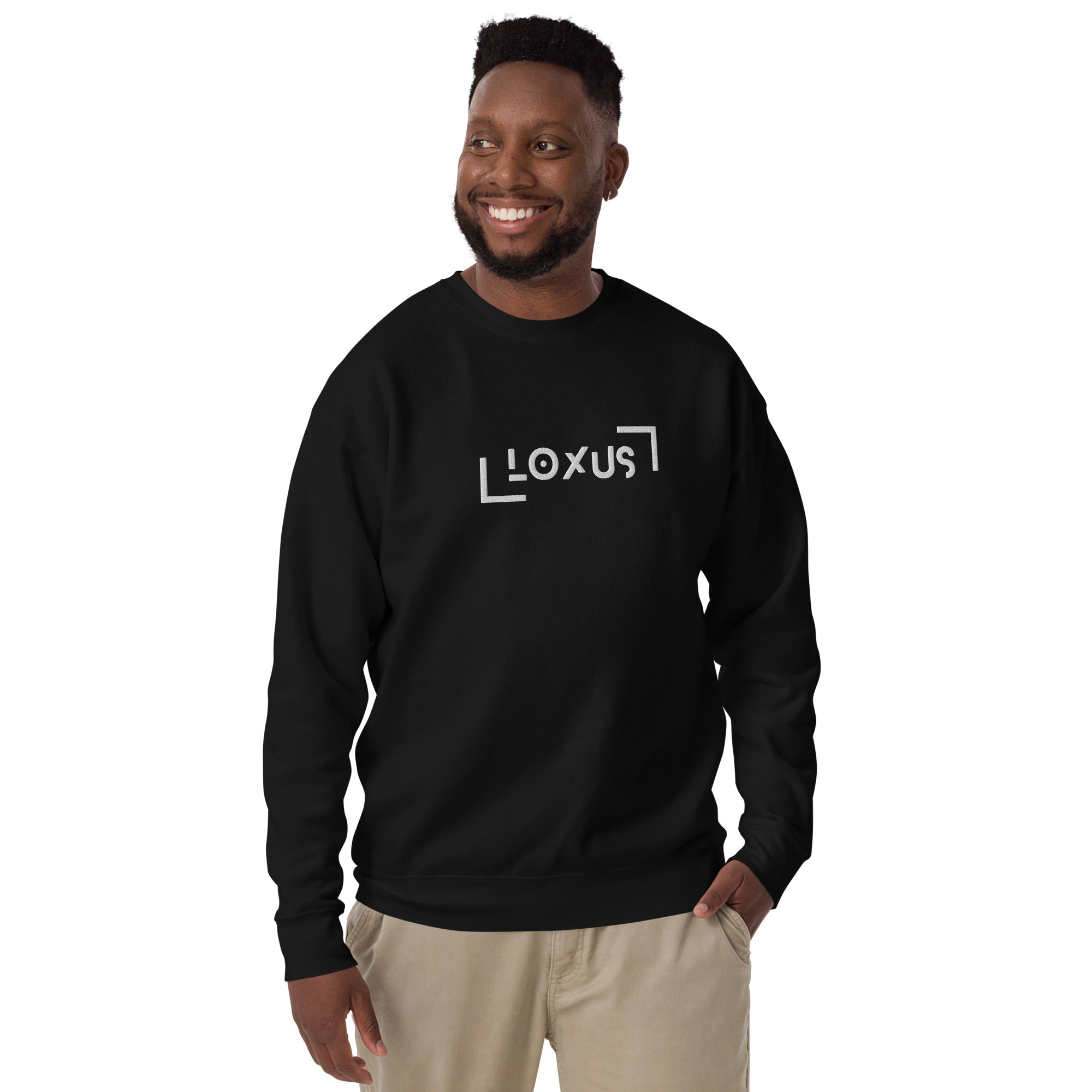 Loxus Essential Embroidered Black Crew